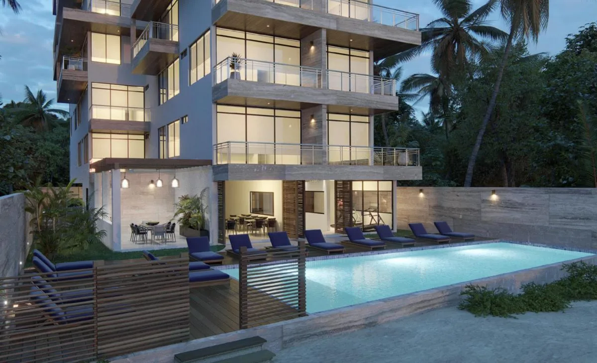 Beachfront One-Bedroom Apartment in Puerto Morelos with Pool and Gym