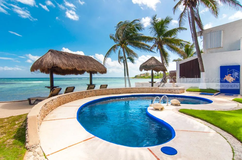 Beachfront 2-Bedroom Condo with Ocean Views in Akumal's Half Moon Bay