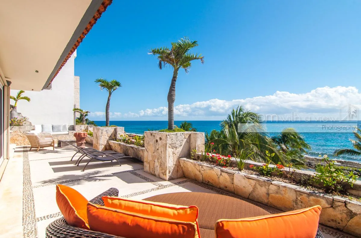 Top-Floor Oceanfront Condo with 1 Bedroom, Wraparound Terrace, and Guest Casita in Puerto Aventuras Gated Community