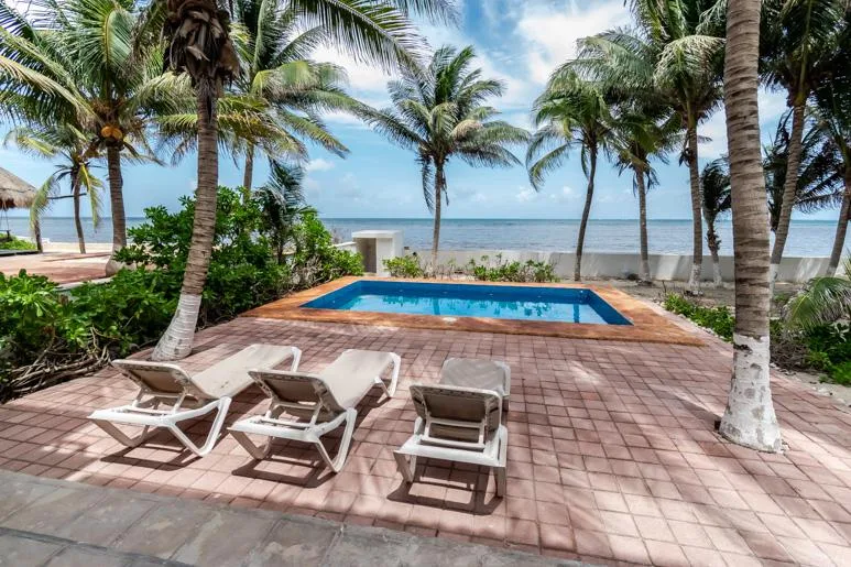 Oceanfront 3-Bedroom House in Puerto Morelos with Development Permit and Private Balcony