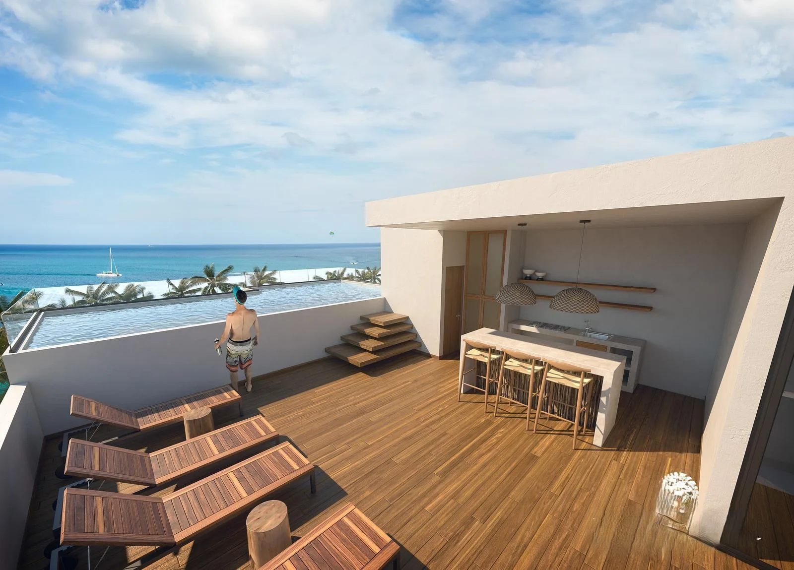 Modern 2-Bedroom Apartment with Infinity Pools and Sea Views in Puerto Morelos