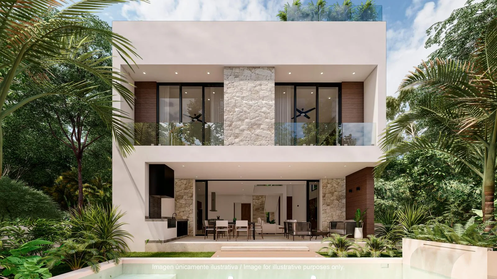 Three-Bedroom Home with Double-Height Living Room and Private Pool in Country Club Residencial