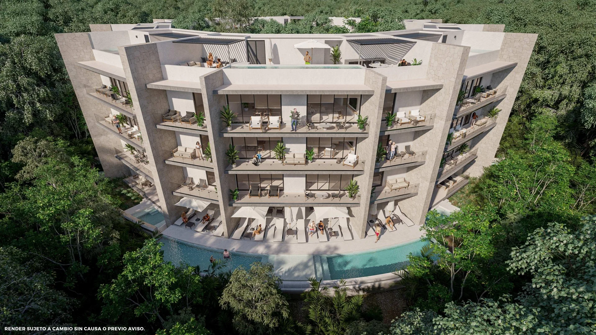 Luxury 2-3 Bedroom Apartments with Wellness Amenities and Jungle Views in Tulum Country Club