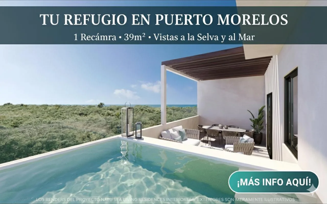 Furnished Studio Apartment in Puerto Morelos with Rooftop Pool and Beach Access