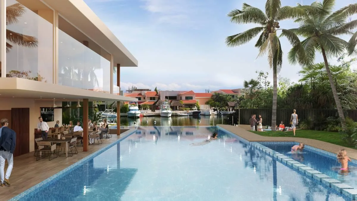 Seaside Residential Complex with Pool, Dock, and 24/7 Security in Riviera Maya