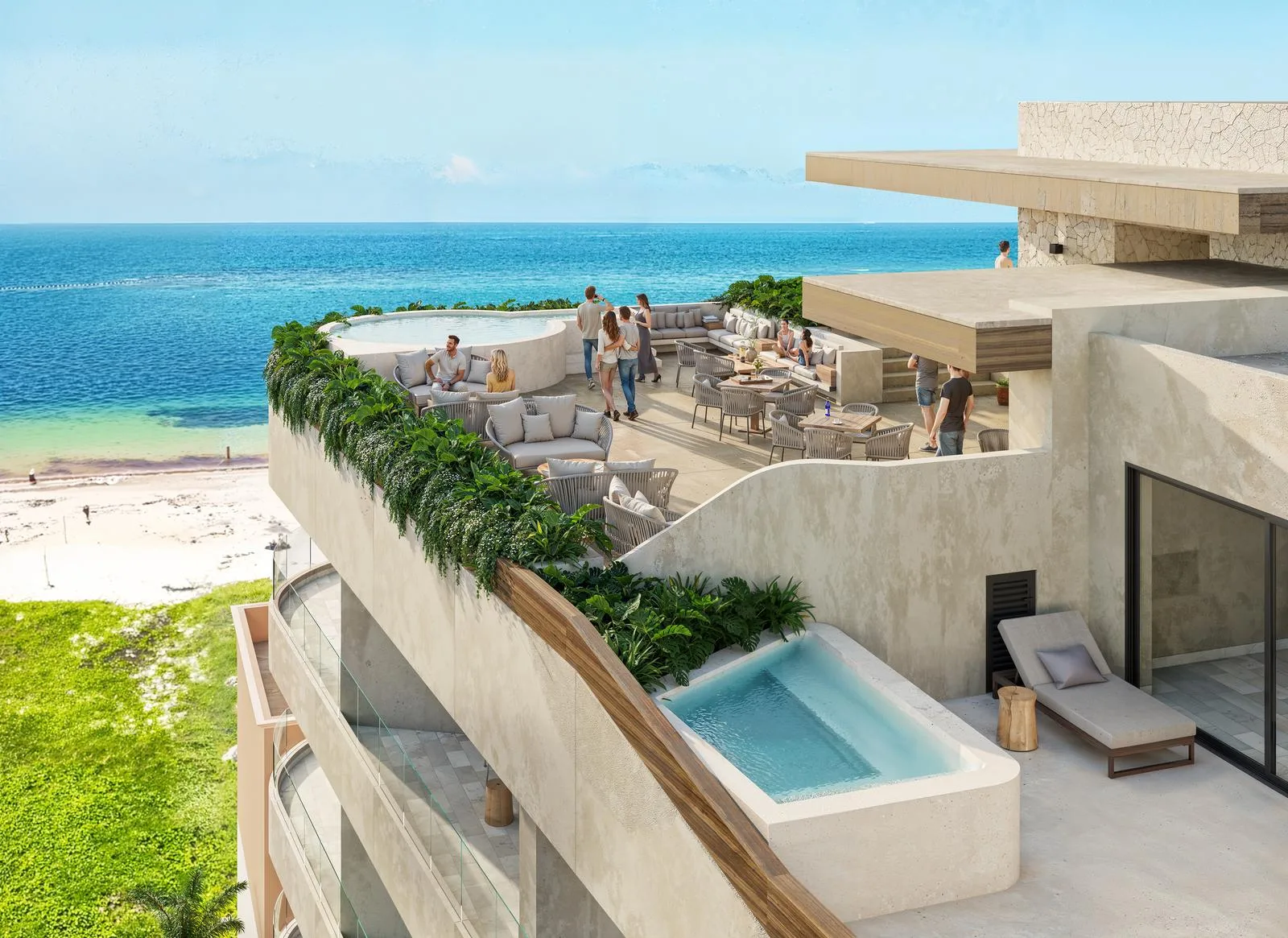 2-Bedroom Apartment with Sea View and Rooftop Pool in Puerto Morelos