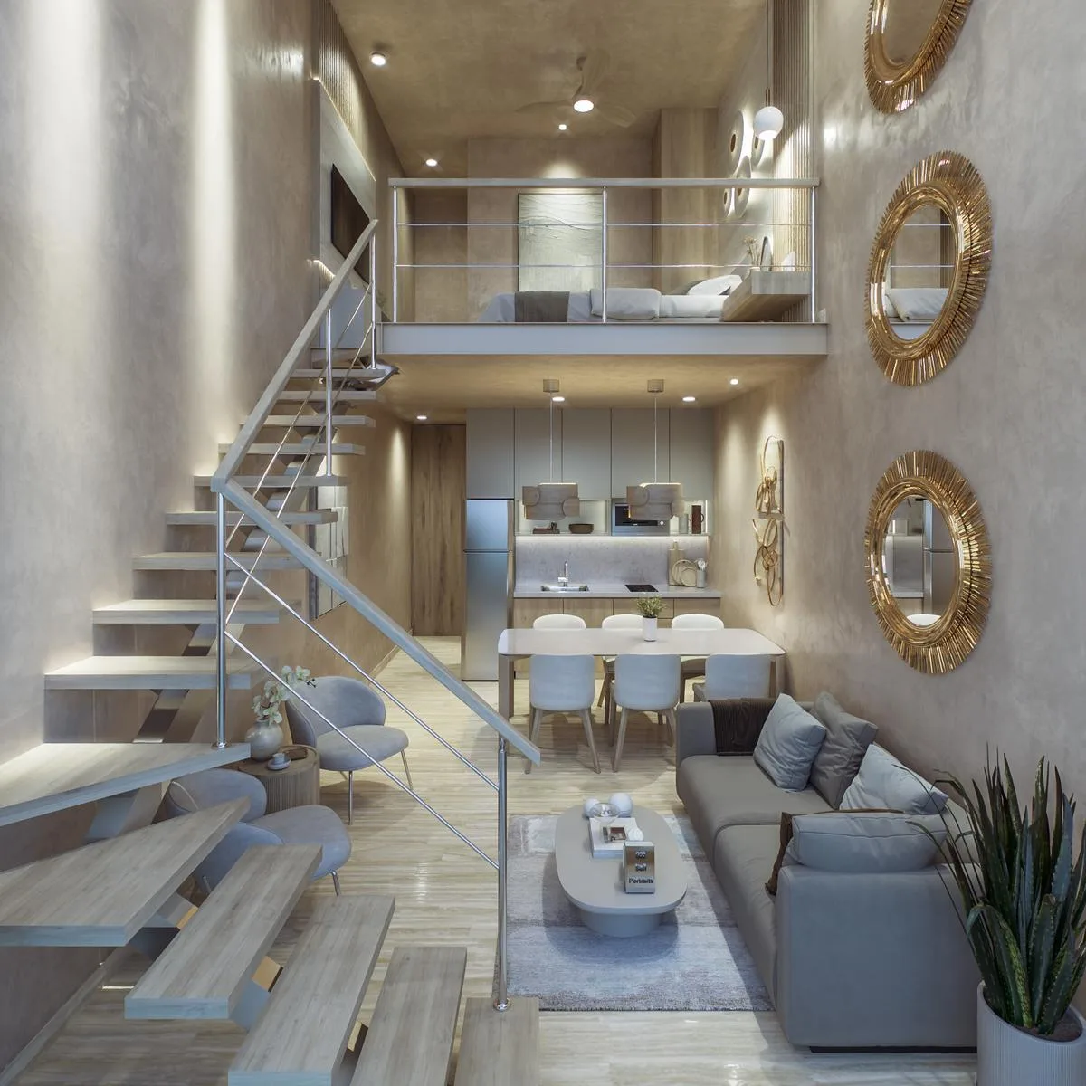 Loft-Style Apartment with 2 Bathrooms, Infinity Pool, and Modern Amenities in Playa del Carmen