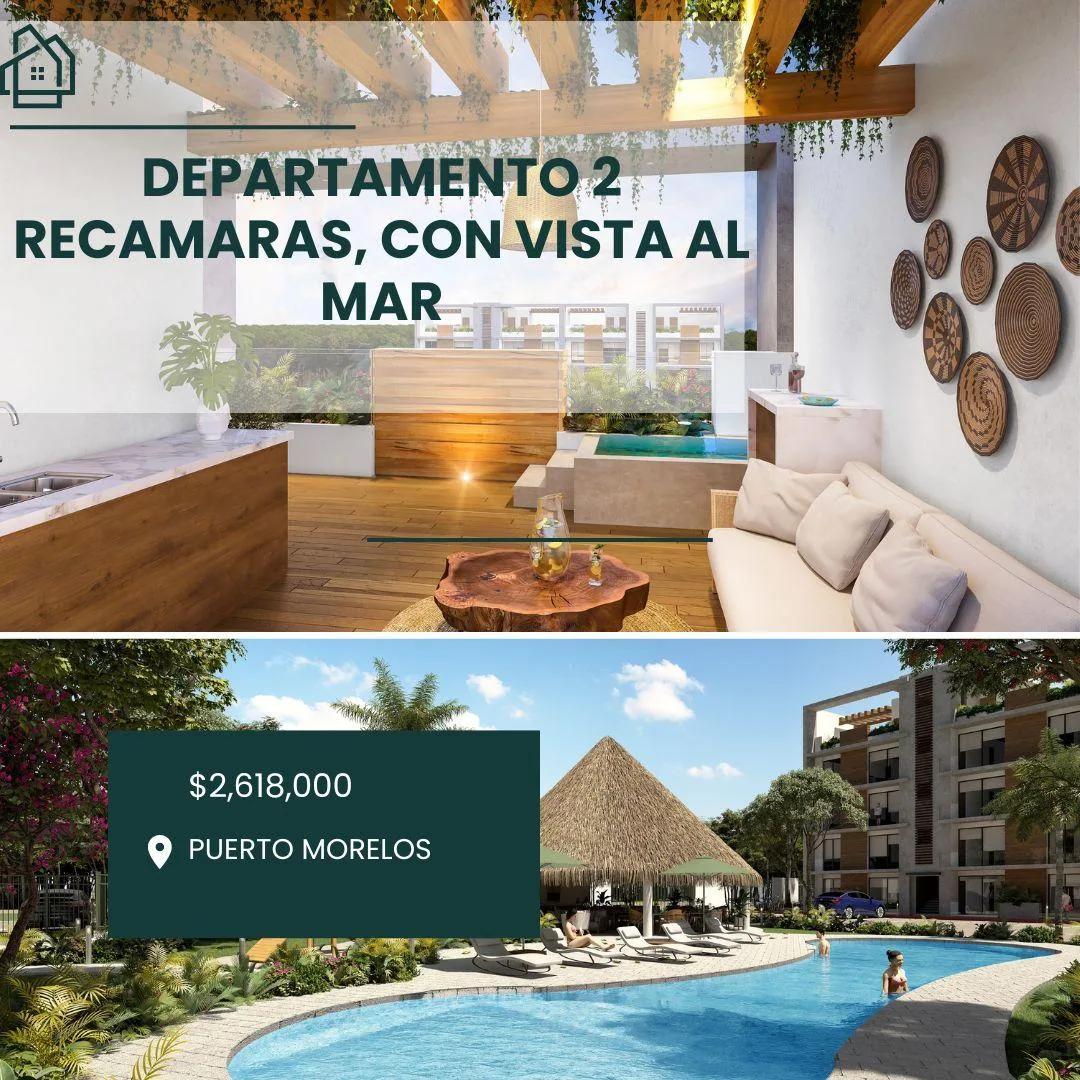 Beachside Apartment in Puerto Morelos: Spacious Milan Model with Pool, Gym, and Security