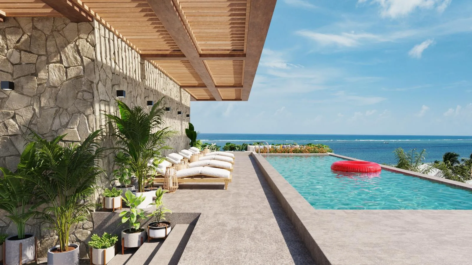 One-Bedroom Beachfront Apartment with Private Terrace in Puerto Morelos, Riviera Maya