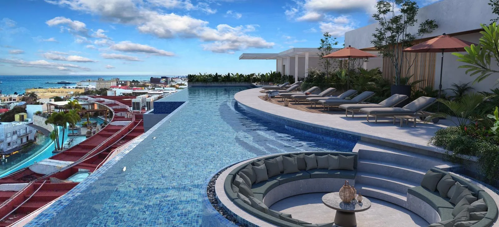 Contemporary Condominium with Sea Views and Rooftop Pool in Playa del Carmen's Prime Location
