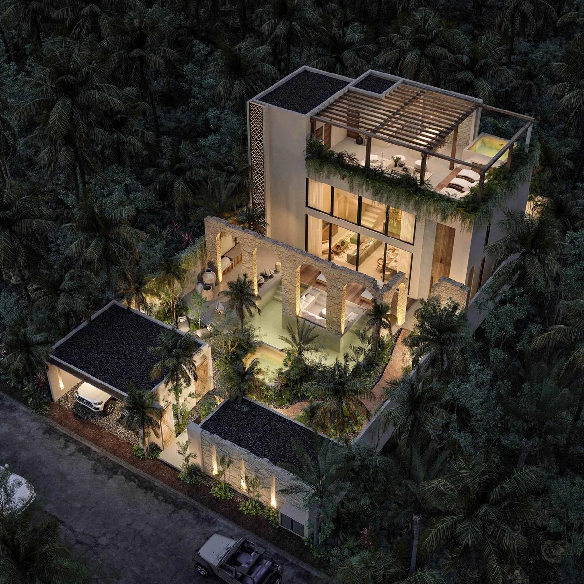 Luxury Six-Bedroom Villa with Monumental Arches and Expansive Pool in Tulum