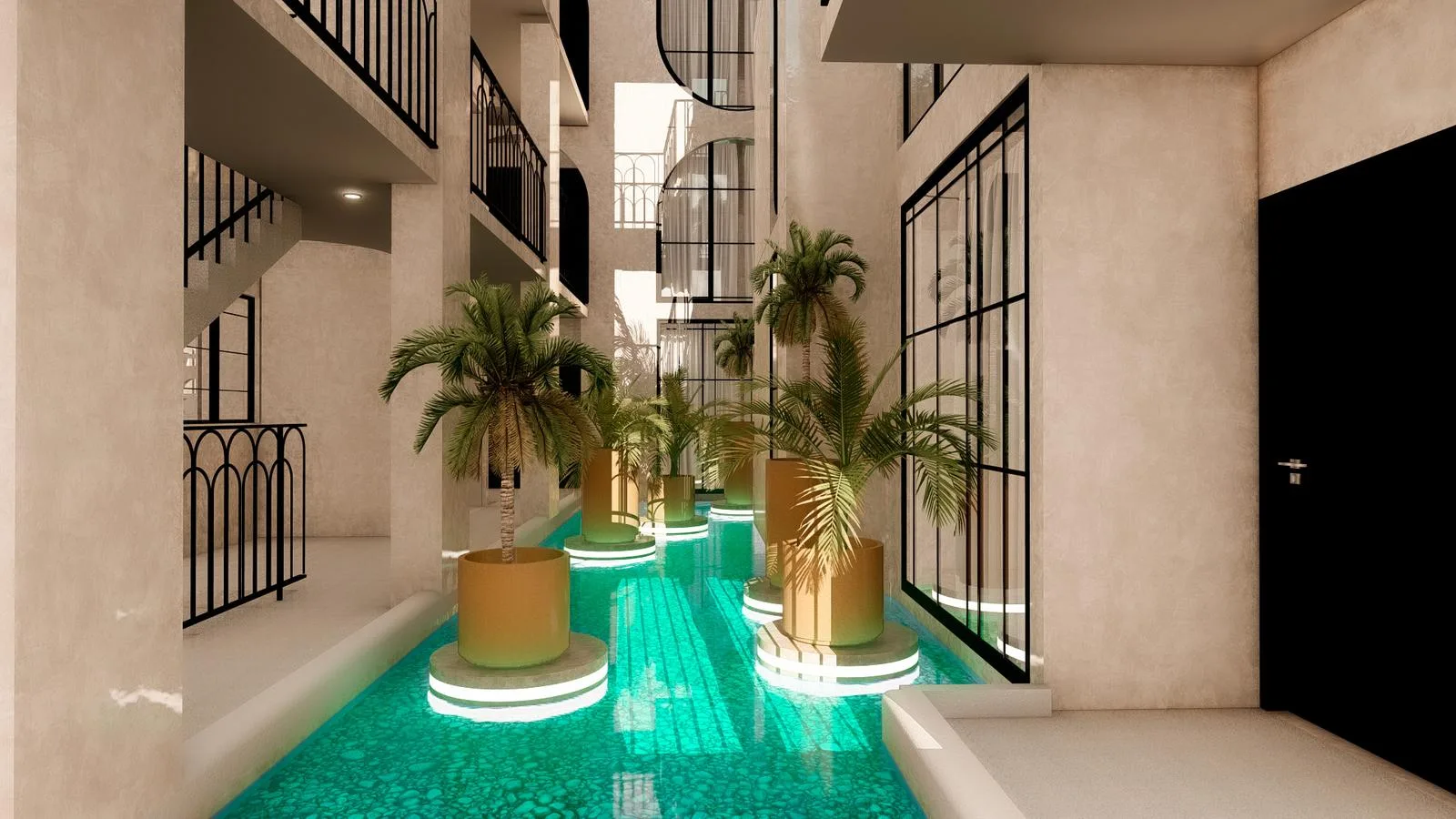 Modern Double-Height Loft with Rooftop Pool, One Bedroom, Steps from the Sea