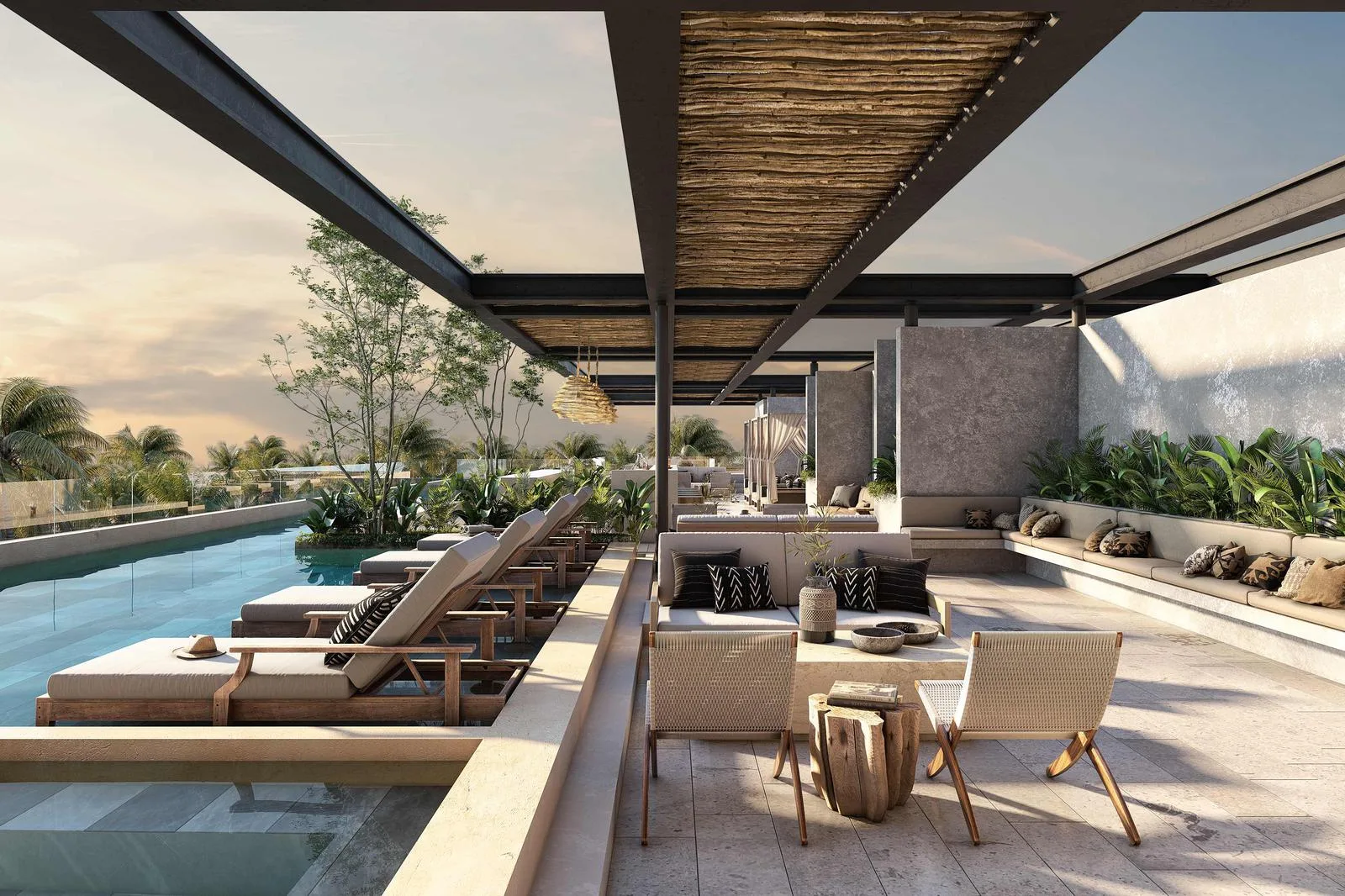 Mayan-Inspired Apartments with Panoramic Pool, Sky Bar, and Extensive Amenities