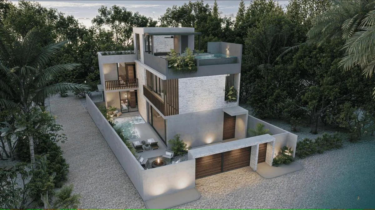 Modern 4-Bedroom Villa with Private Pool and Rooftop Infinity Pool in Tranquil Tulum