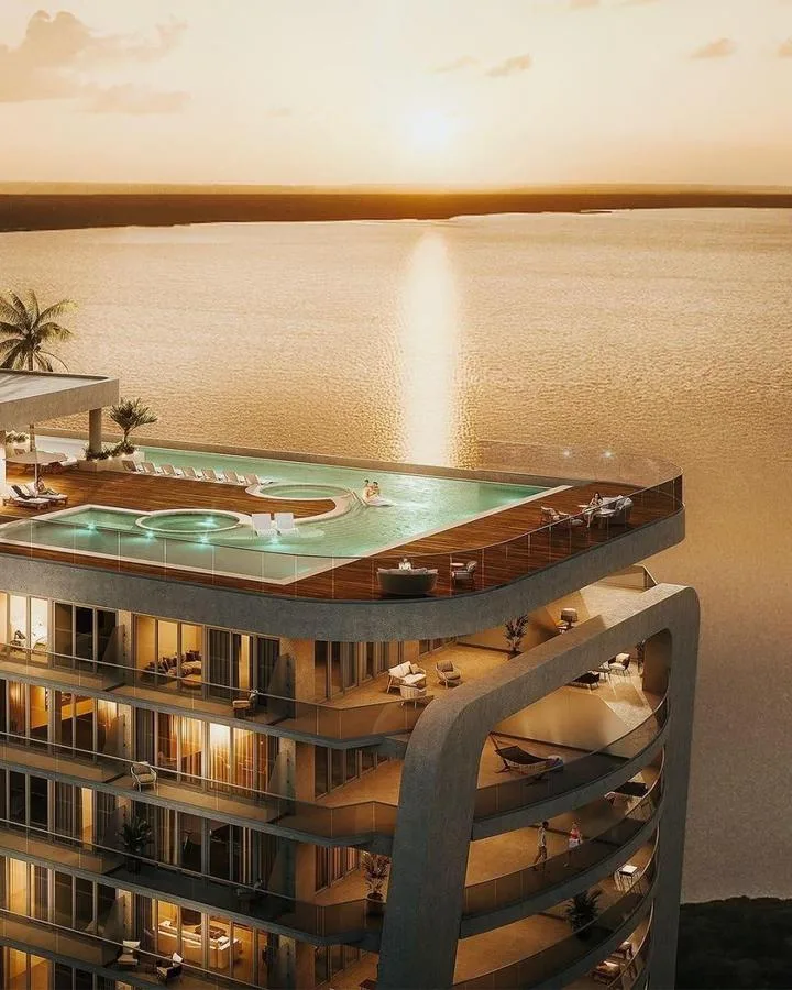 Spacious Three-Bedroom Apartment with Ocean and Lagoon Views in Cancun's Hotel Zone