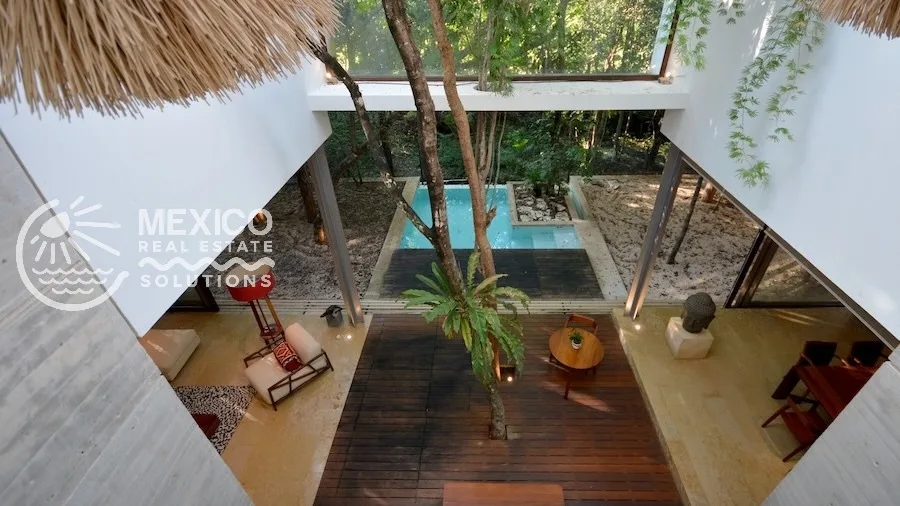 Architectural 4+ Bedroom House with Central Tree and Jungle Views in Tao, Tulum Country Club